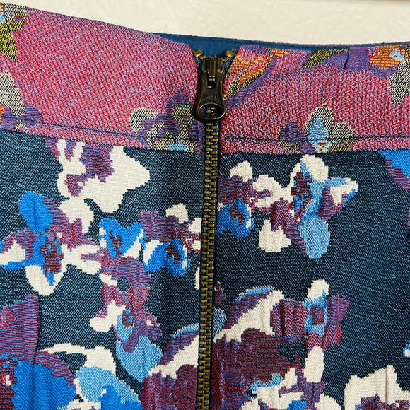 Maeve Embroidered Mini Skirt Floral Pockets Mid Mod - 2 - Picture 4 of 7